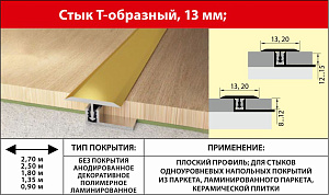 Стык Т-образный 20мм 0,9 дуб леванте