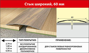 Широкий стык 60мм 2,7 дуб леванте